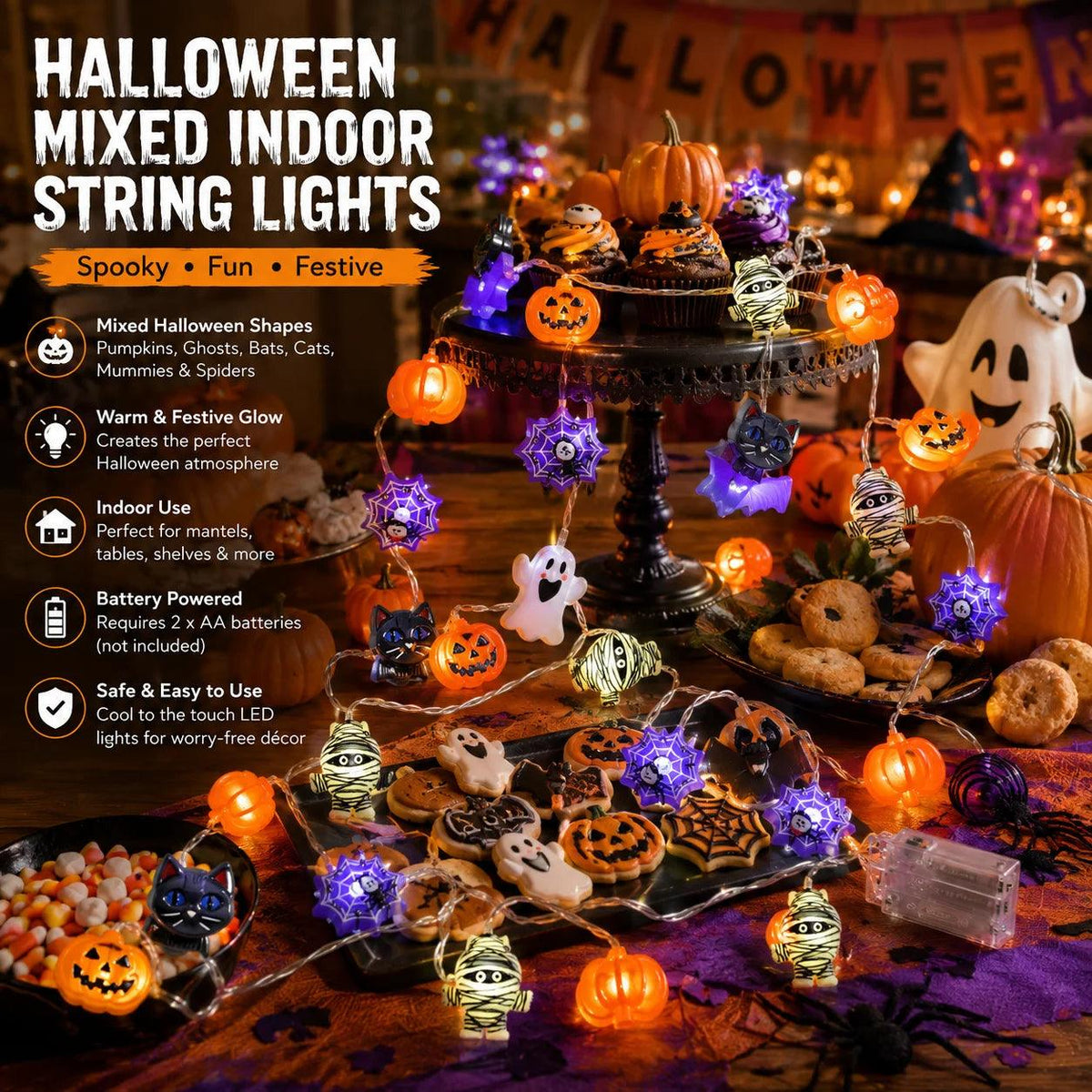 Halloween String Lights | 20 LED Warm White | Toylandeu™