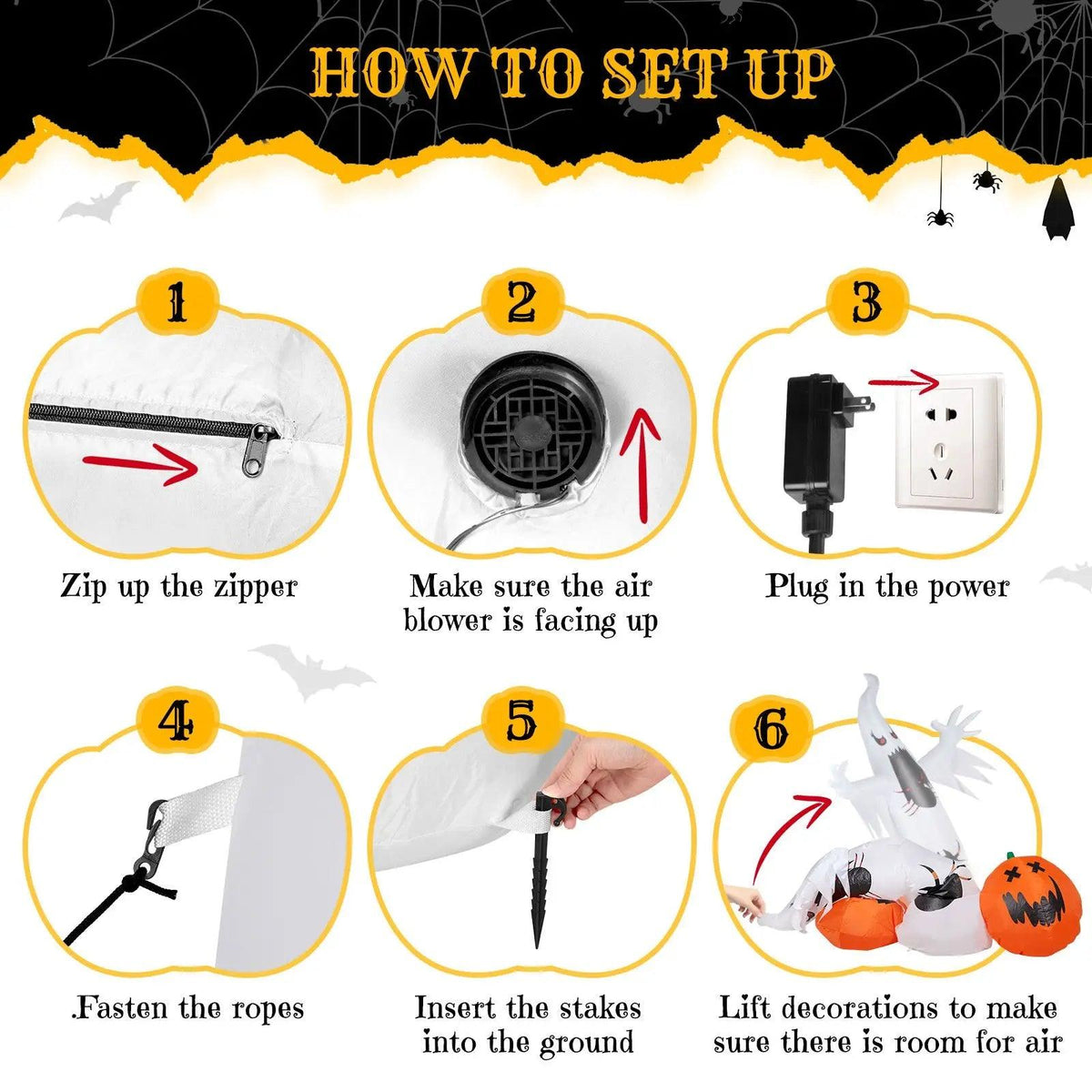 Halloween Yard Inflatables | 11.8 Ft Ghost Spider Set | Toylandeu™
