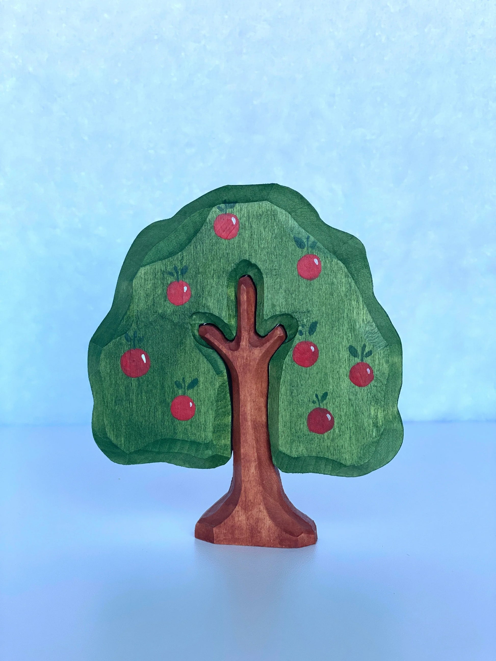 Hand Carved Wooden Apple Tree Toy for Safe Imaginative Play - ToylandEU