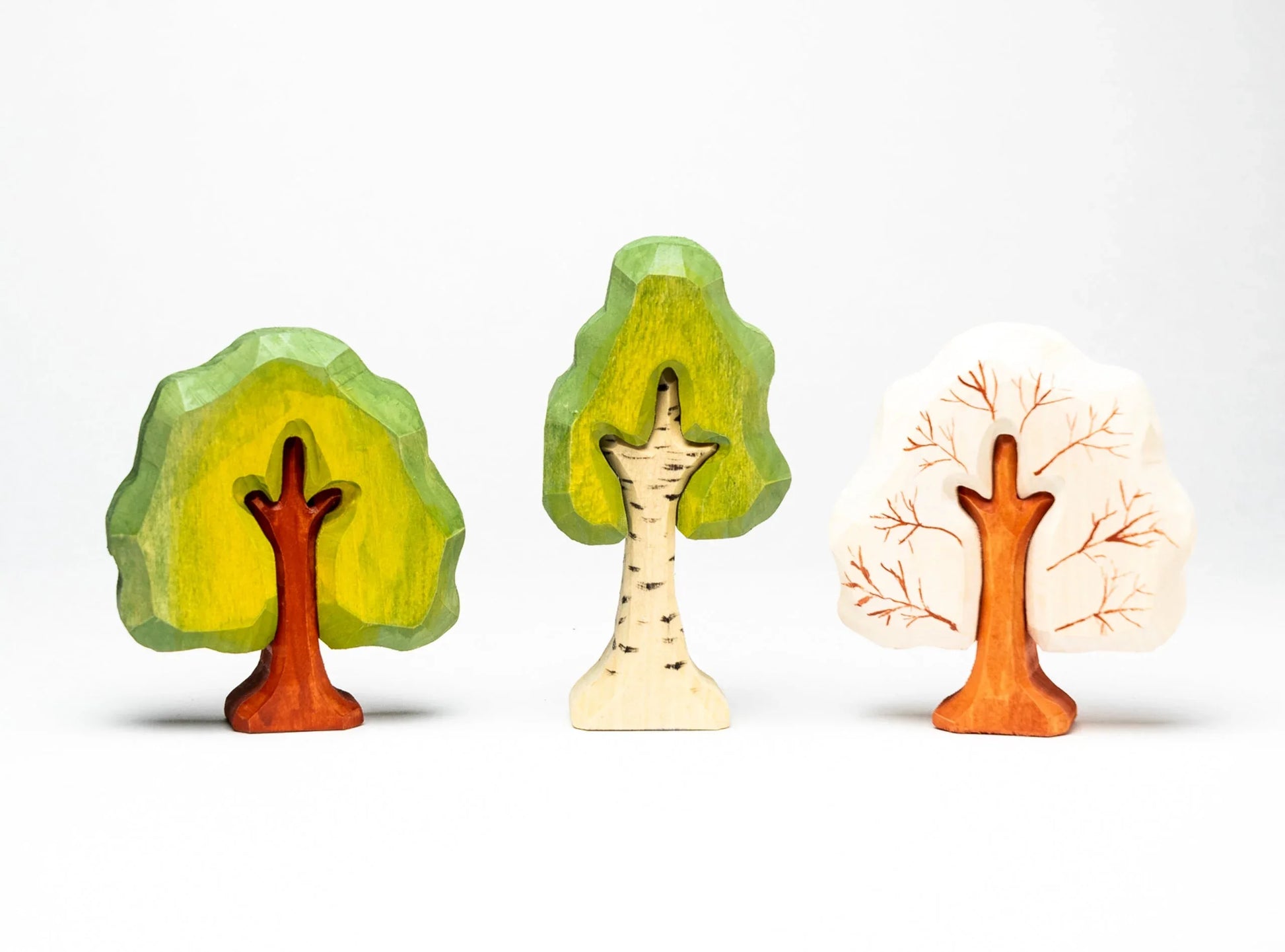 Hand Carved Wooden Birch Tree Toy For Play And Learning - ToylandEU