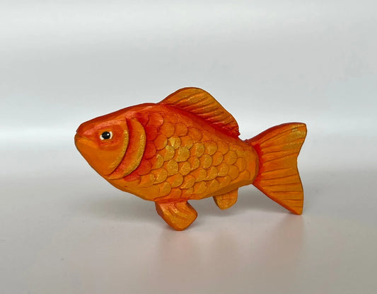 Hand Carved Wooden Goldfish Toy For Tactile Educational Play - ToylandEU