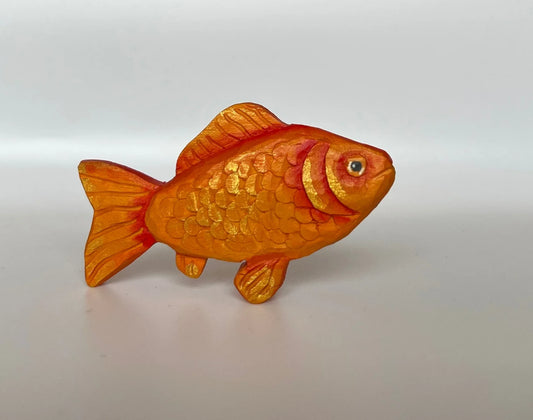 Hand Carved Wooden Goldfish Toy For Tactile Educational Play - ToylandEU