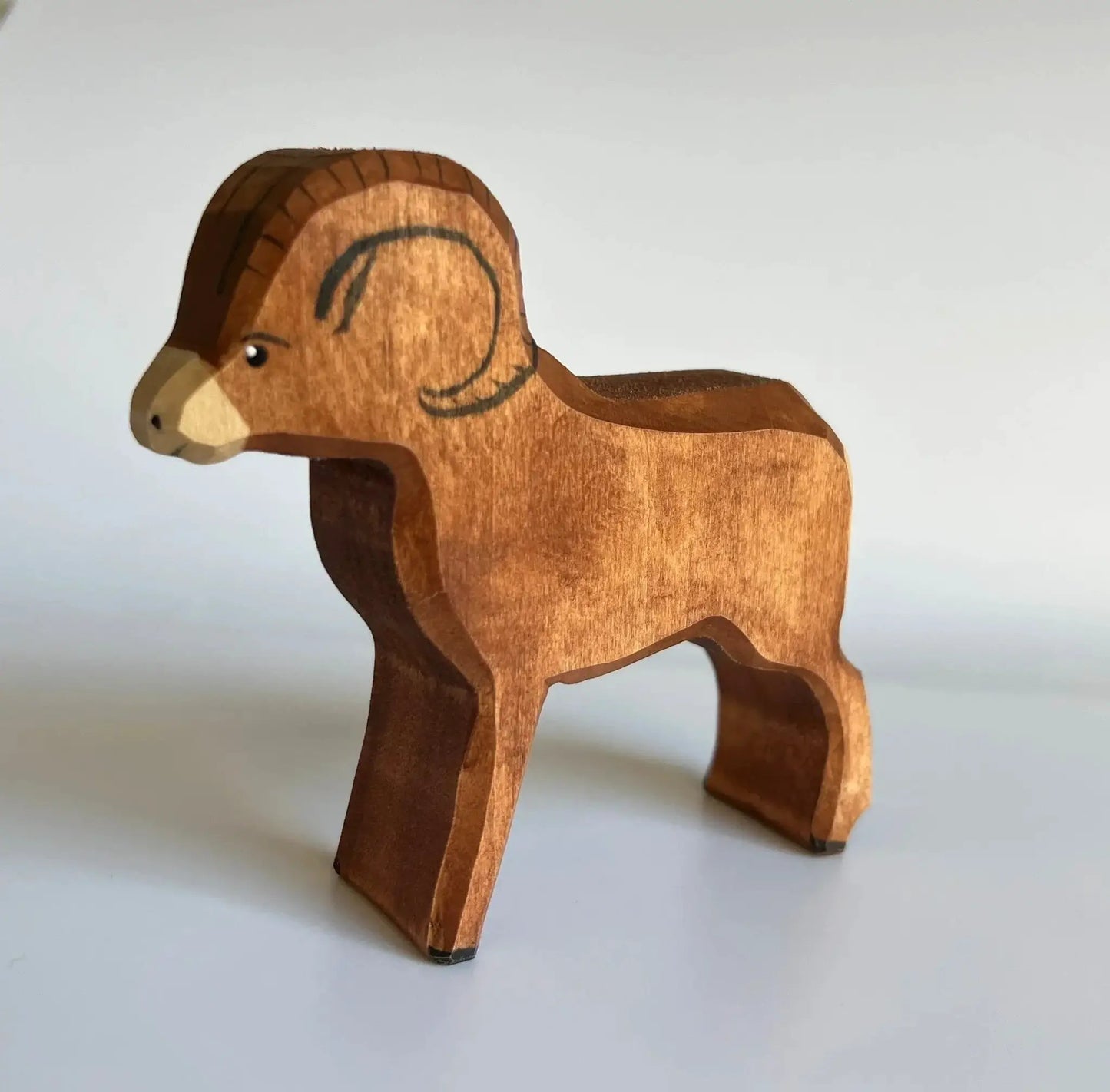 Hand Carved Wooden Sheep Figurine Toy For Kids Educational - ToylandEU