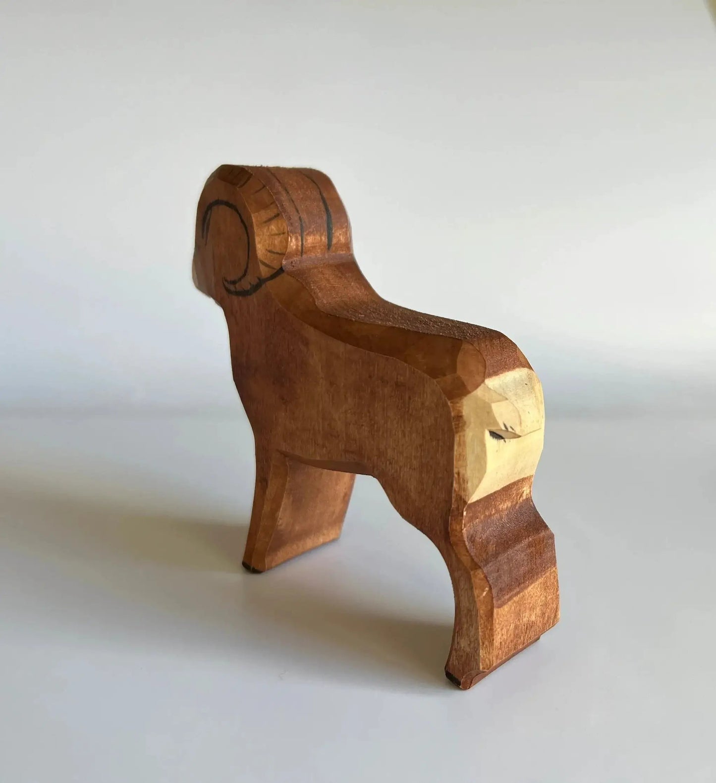 Hand Carved Wooden Sheep Figurine Toy For Kids Educational - ToylandEU