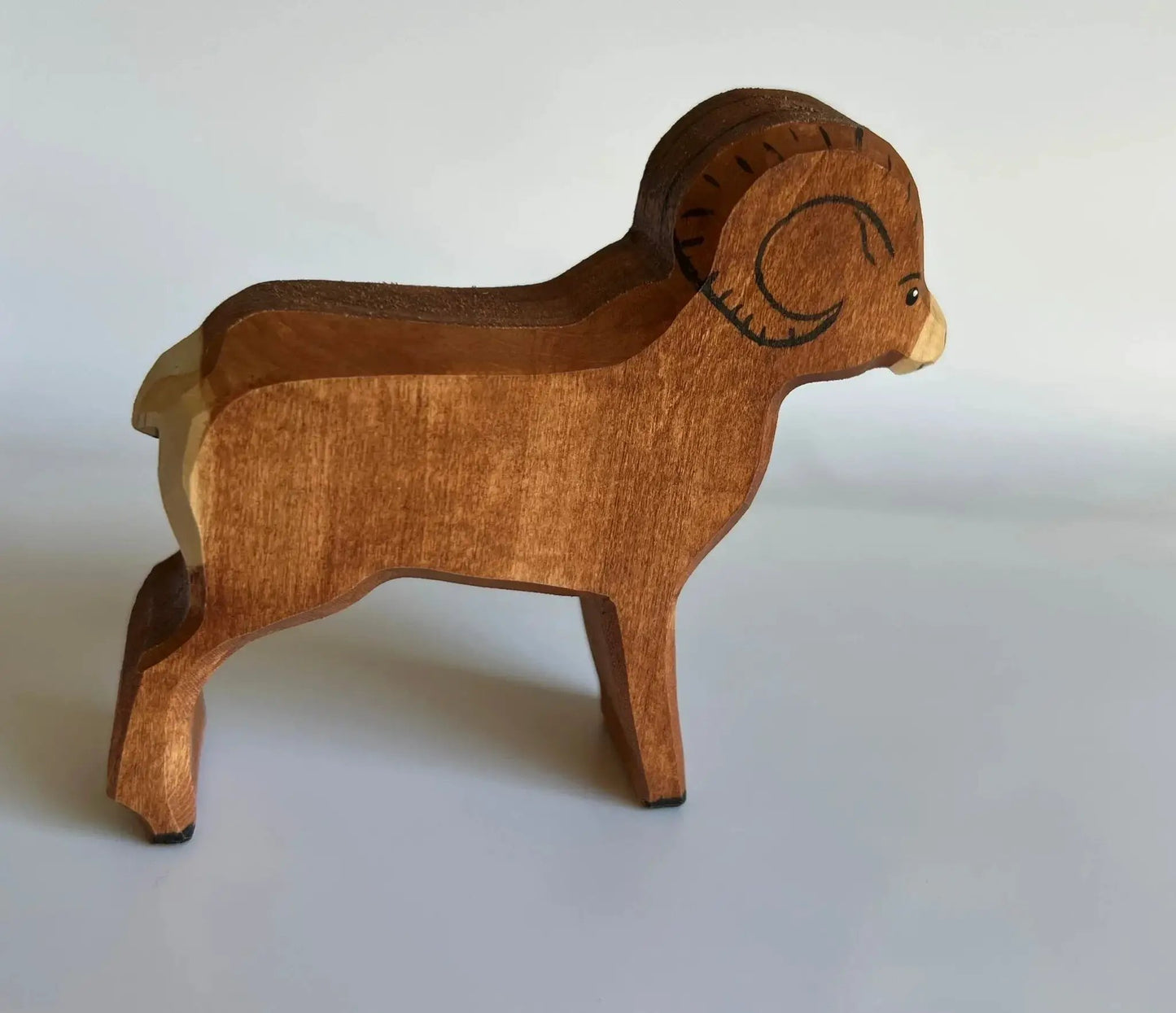 Hand Carved Wooden Sheep Figurine Toy For Kids Educational - ToylandEU