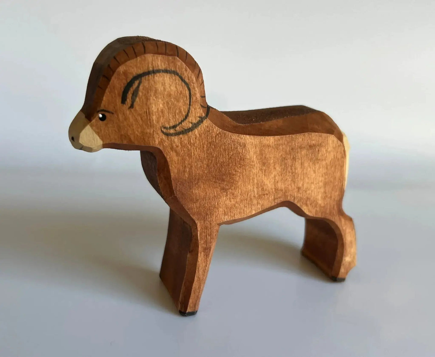 Hand Carved Wooden Sheep Figurine Toy For Kids Educational - ToylandEU
