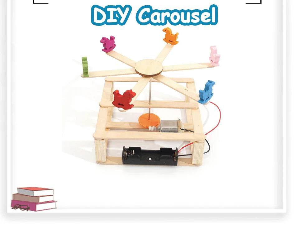 Brinquedos artesanais DIY, modelo de madeira, carrossel, cavalo, kit de experimento científico STEM para crianças, educação domiciliar - ToylandEU