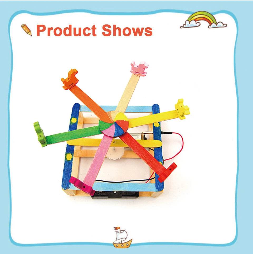 Brinquedos artesanais DIY, modelo de madeira, carrossel, cavalo, kit de experimento científico STEM para crianças, educação domiciliar - ToylandEU