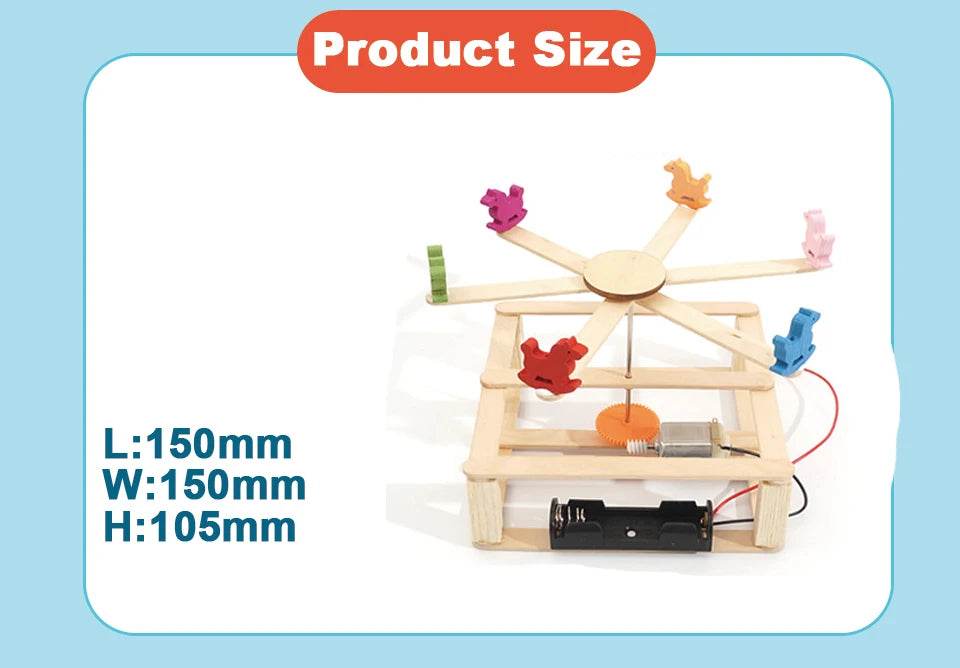 Brinquedos artesanais DIY, modelo de madeira, carrossel, cavalo, kit de experimento científico STEM para crianças, educação domiciliar - ToylandEU