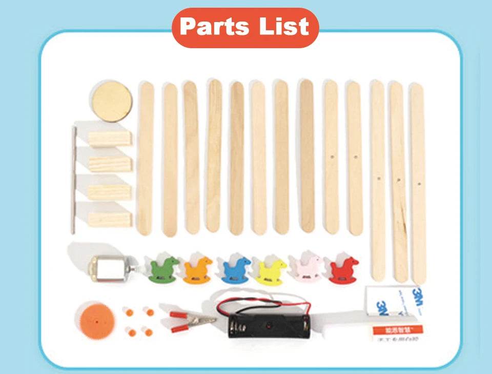 Brinquedos artesanais DIY, modelo de madeira, carrossel, cavalo, kit de experimento científico STEM para crianças, educação domiciliar - ToylandEU