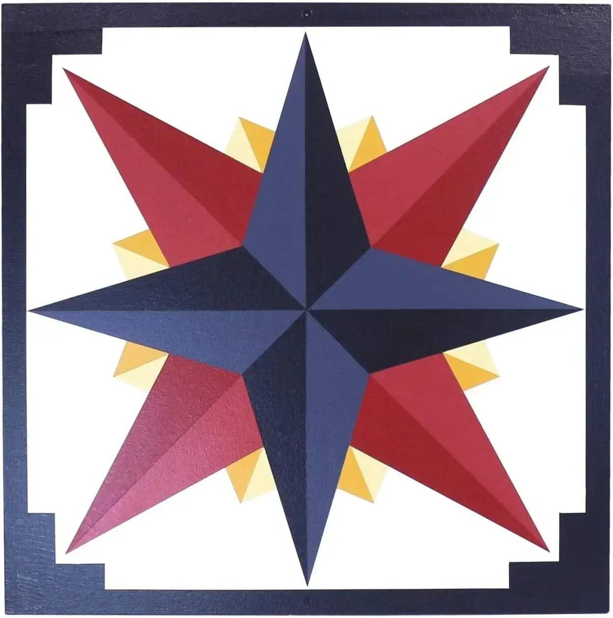 Hand-Painted Barn Quilt, Mariner's Compass Golden Abyss Design - ToylandEU
