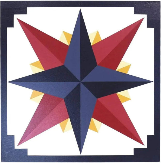 Barn Quilt Hand Painted Mariners Compass Amish Made -  ToylandEU™