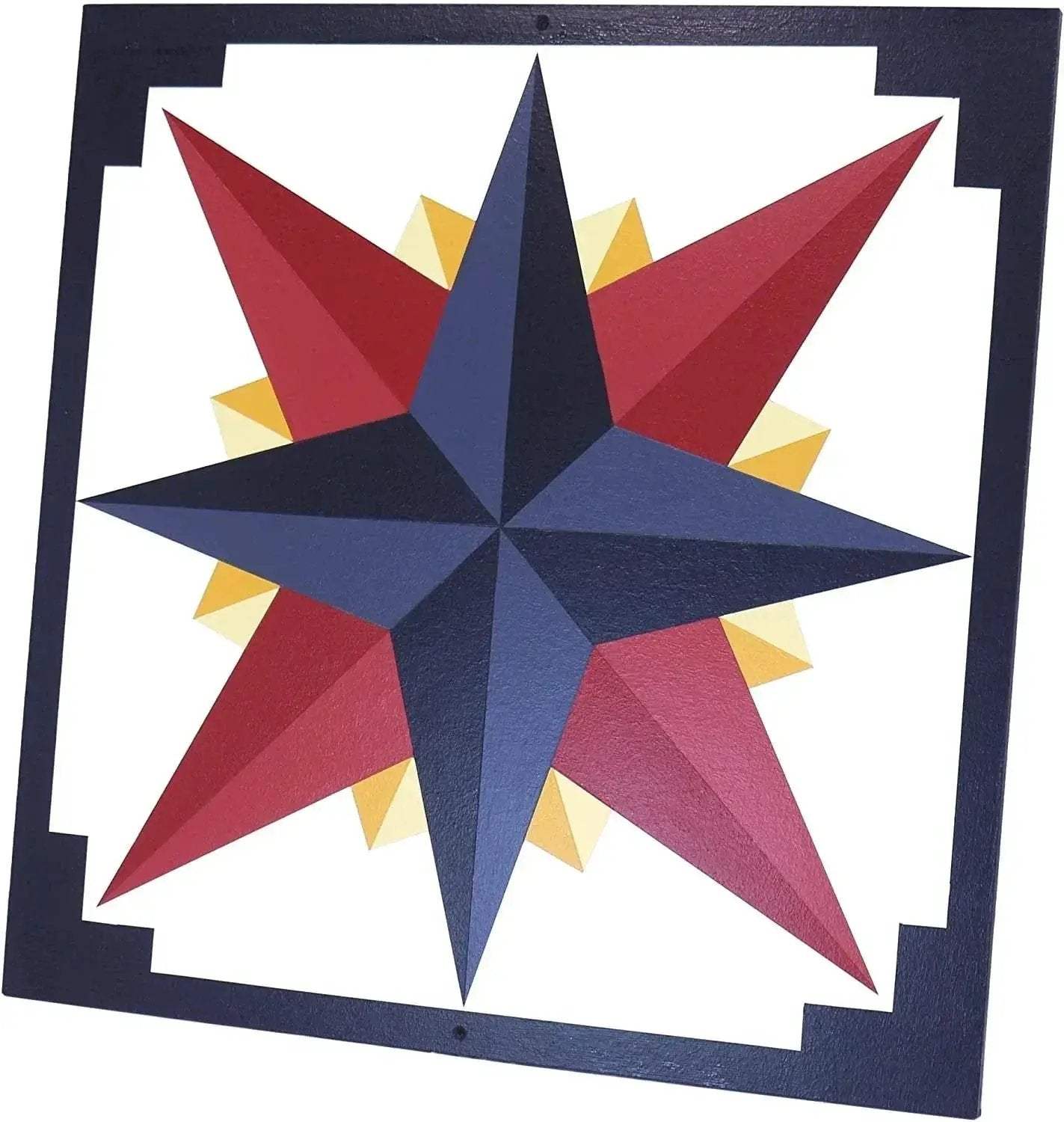Hand-Painted Barn Quilt, Mariner's Compass Golden Abyss Design - ToylandEU