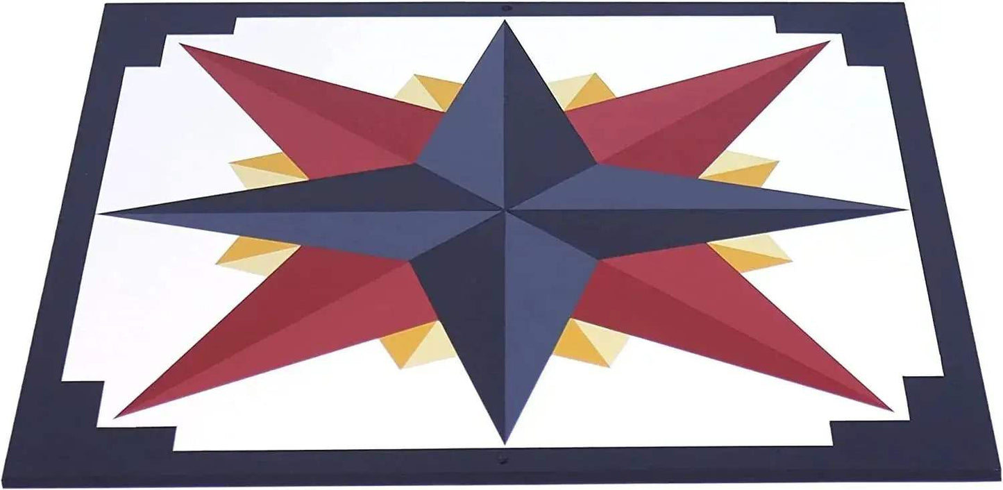Hand-Painted Barn Quilt, Mariner's Compass Golden Abyss Design - ToylandEU