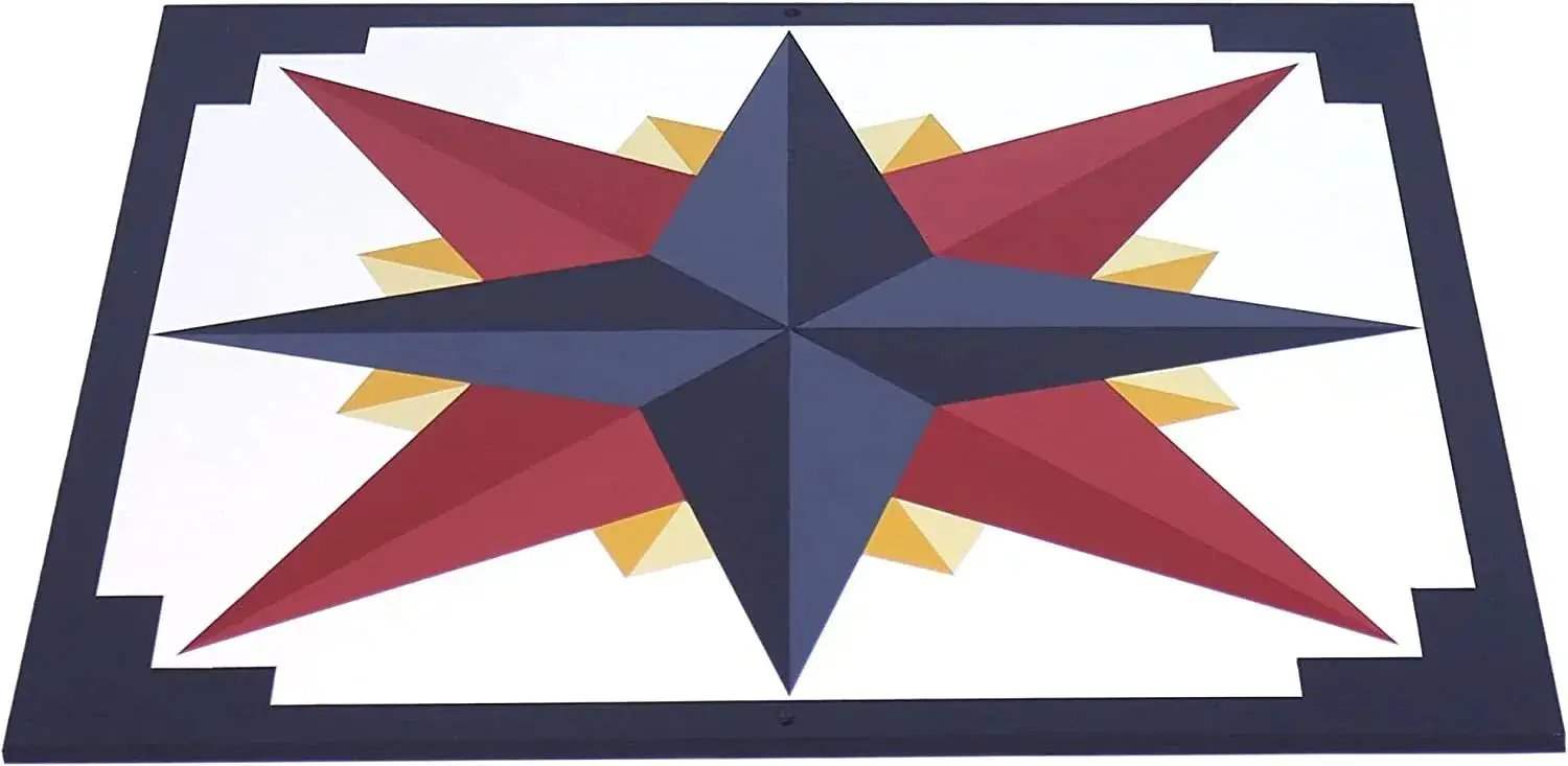Hand-Painted Barn Quilt, Mariner's Compass Golden Abyss Design - ToylandEU