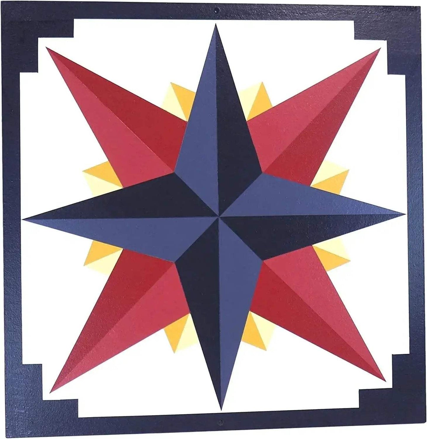 Hand-Painted Barn Quilt, Mariner's Compass Golden Abyss Design - ToylandEU