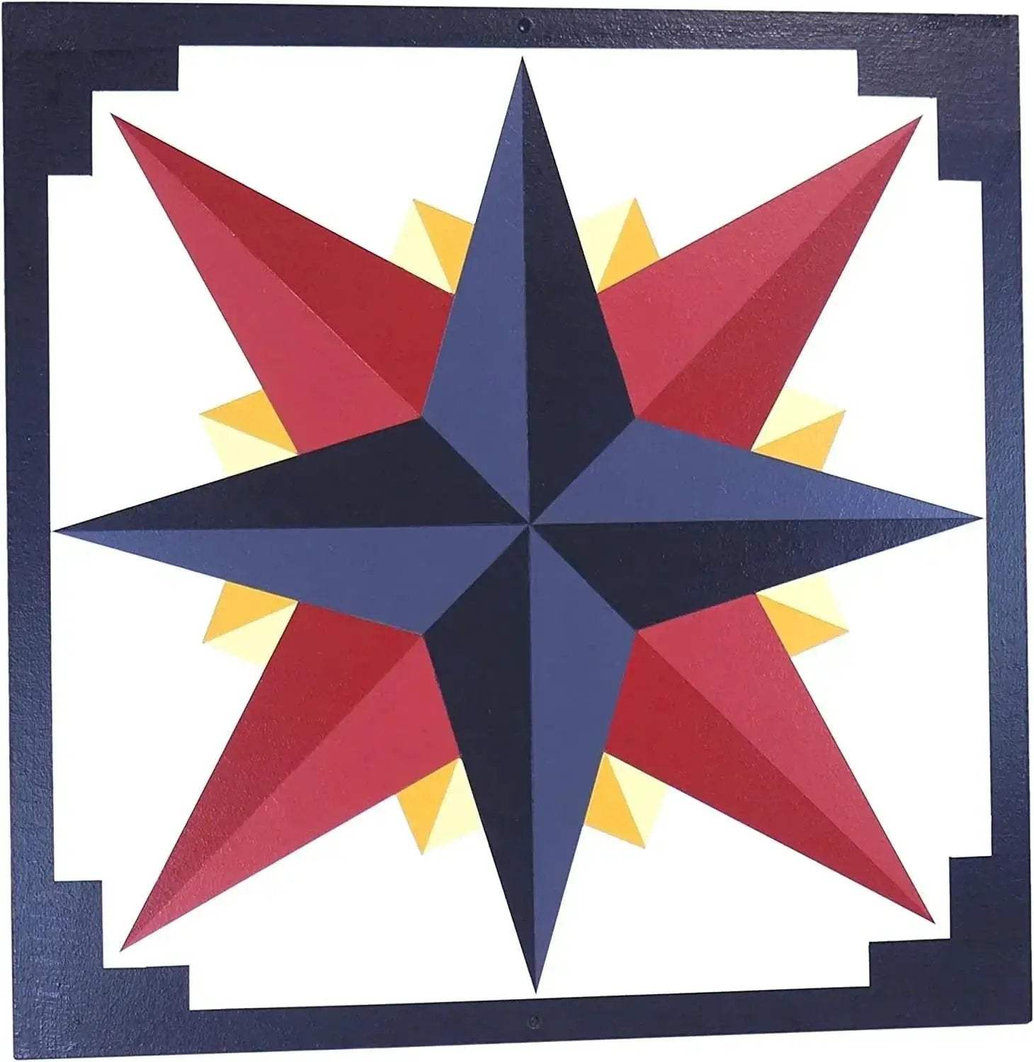 Hand-Painted Barn Quilt, Mariner's Compass Golden Abyss Design - ToylandEU