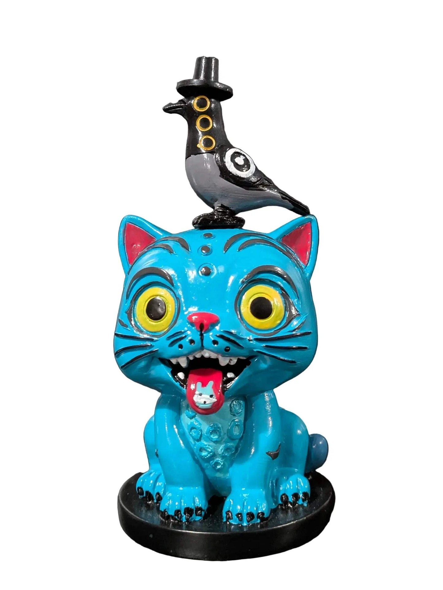 Hand Painted Demon Cat Figure With Crow Companion Deluxe - ToylandEU