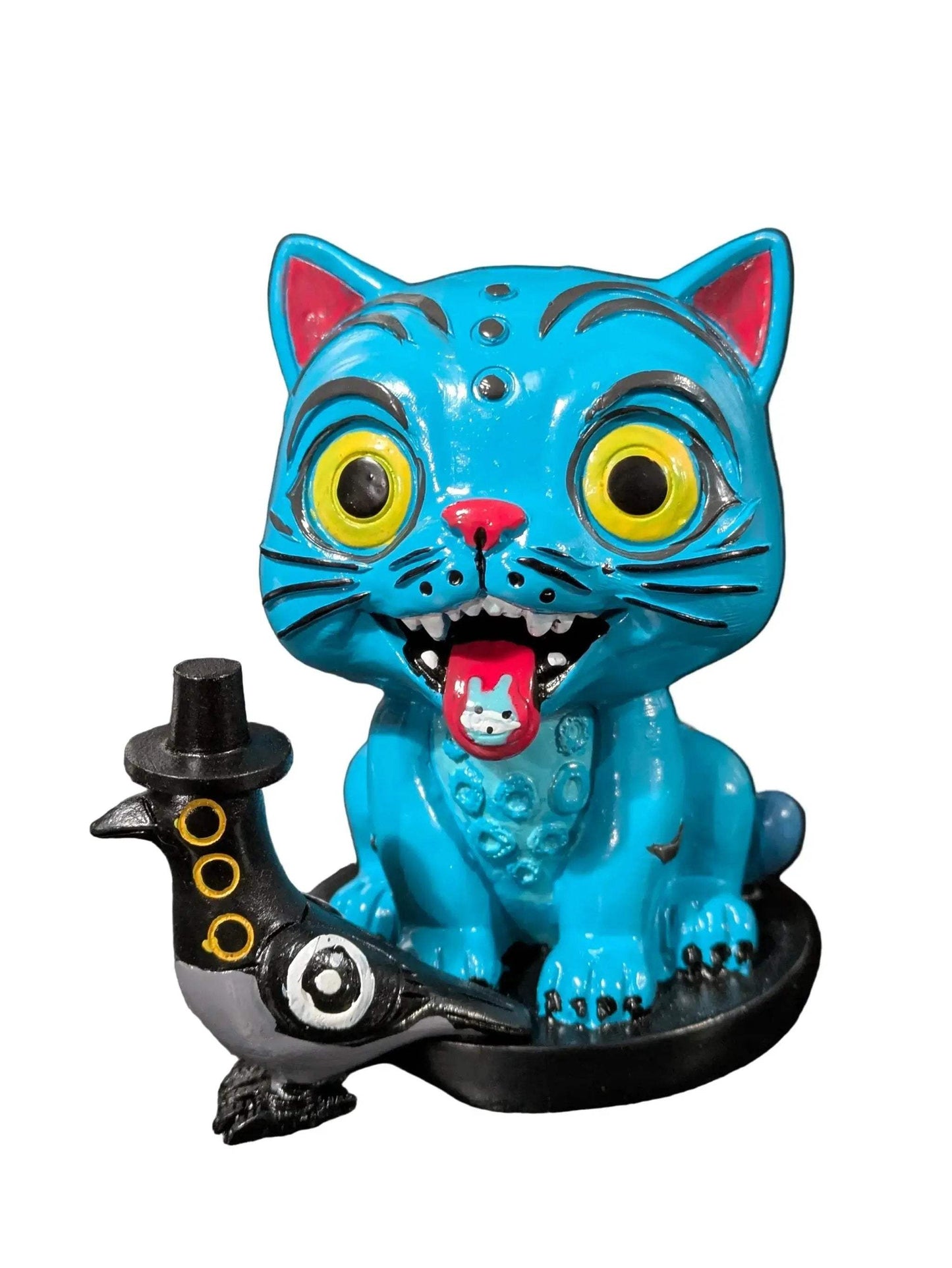 Hand Painted Demon Cat Figure With Crow Companion Deluxe - ToylandEU