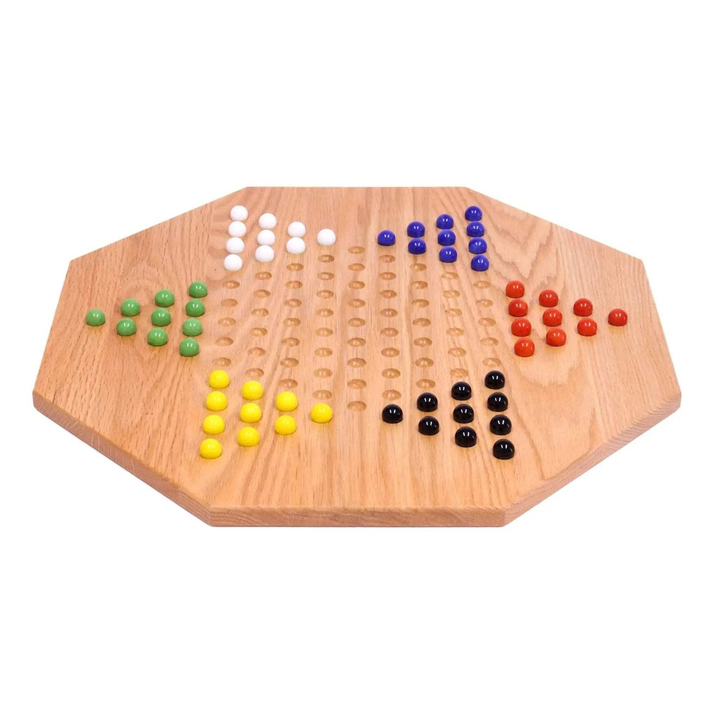 Hand-Painted Oak Wooden Chinese Checkers Board Game, 19" Wide - ToylandEU