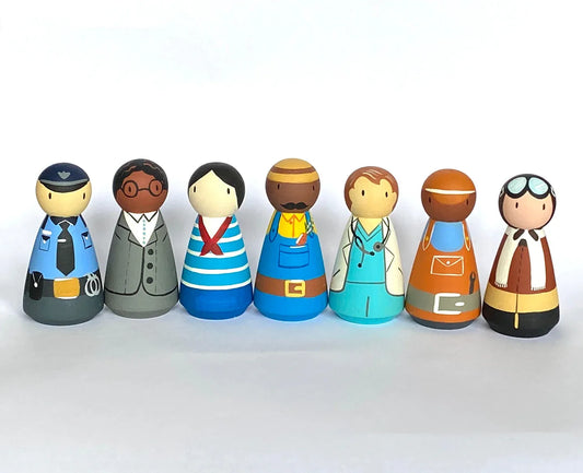 Hand Painted Wooden Peg Dolls Professional For Creative Play - ToylandEU