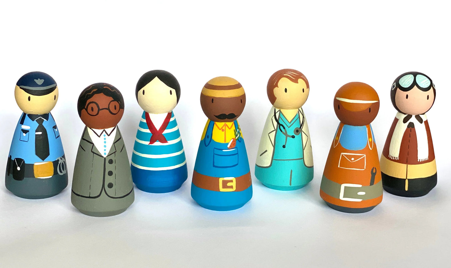 Hand Painted Wooden Peg Dolls Professional For Creative Play - ToylandEU