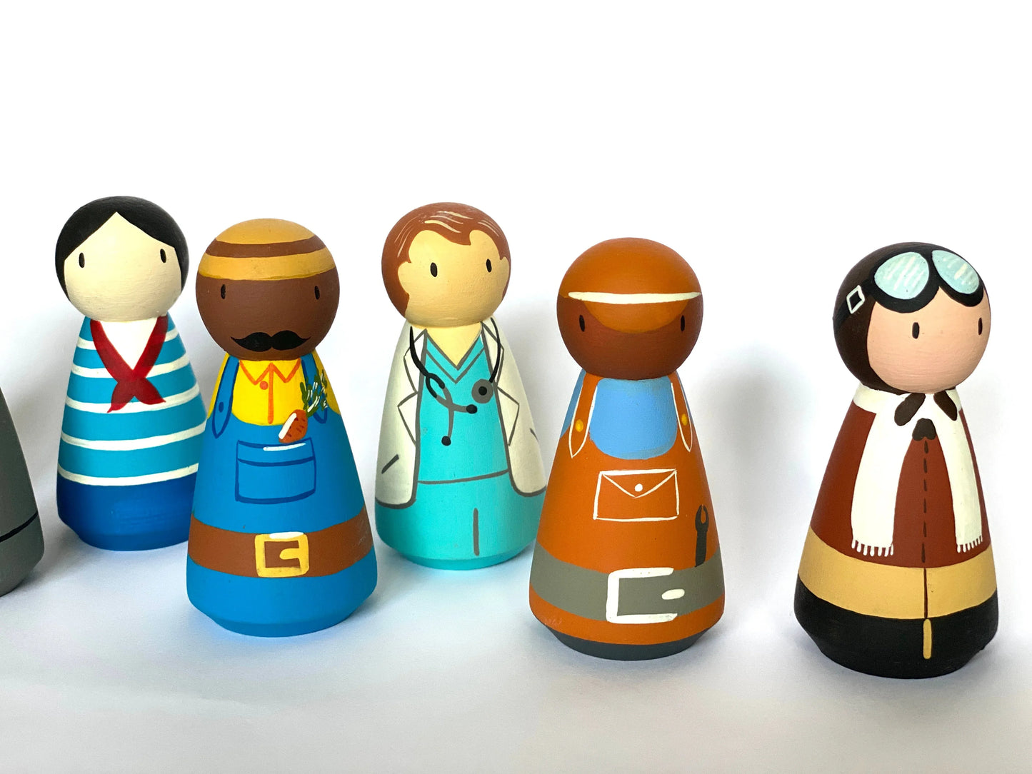 Hand Painted Wooden Peg Dolls Professional For Creative Play - ToylandEU