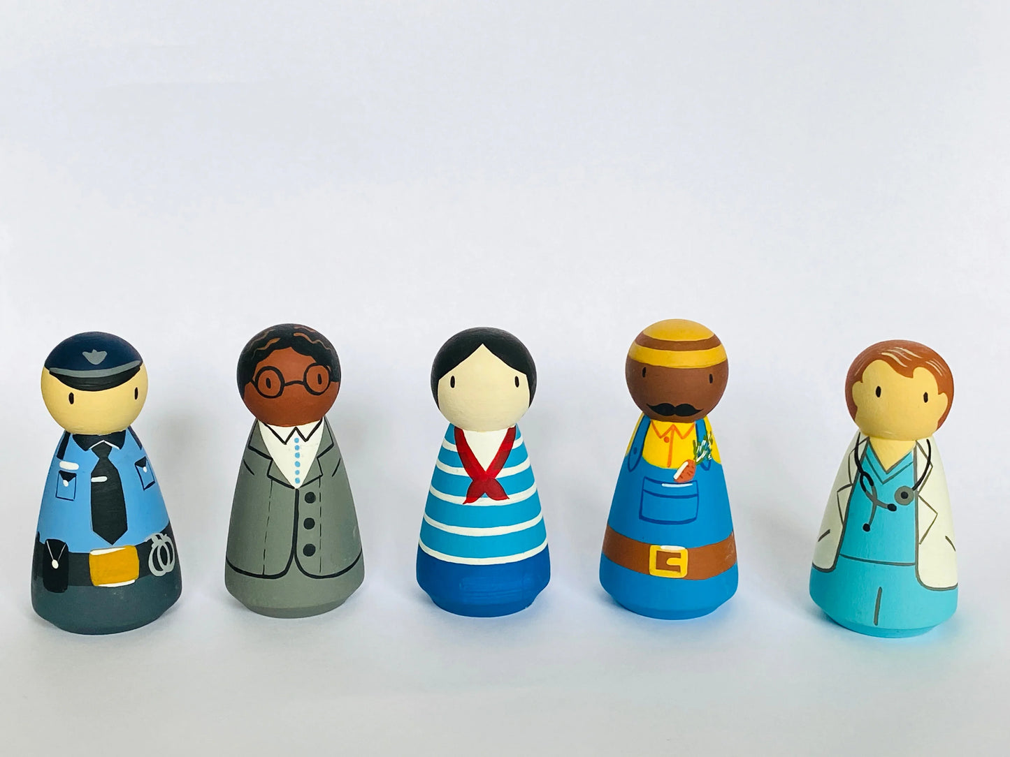 Hand Painted Wooden Peg Dolls Professional For Creative Play - ToylandEU