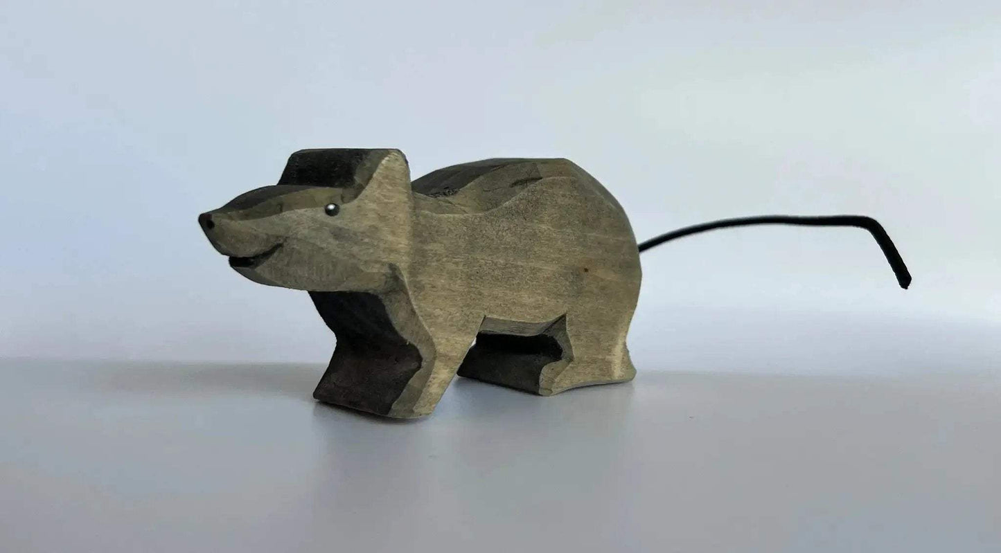 Hand Painted Wooden Rat Figurine For Educational Play - ToylandEU