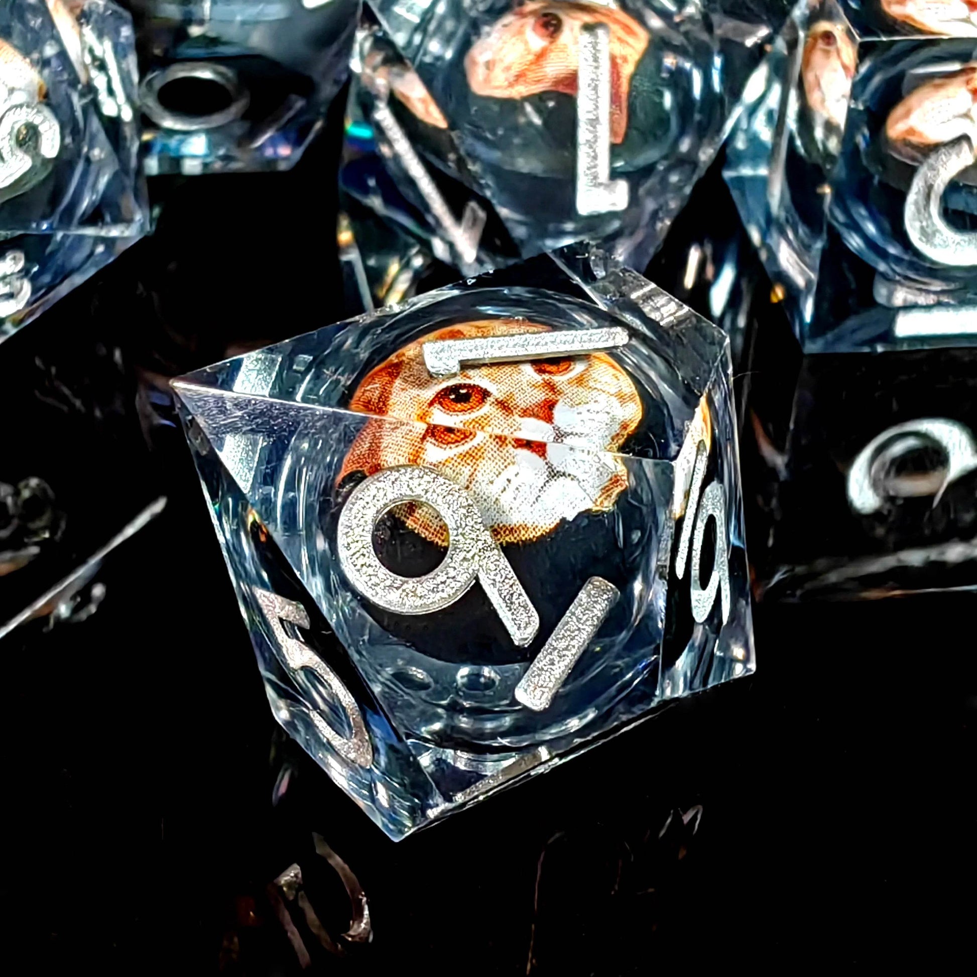 Handcrafted Resin Dice Set with Spinning Dragon Eye Core for Tabletop RPG and Board Games - ToylandEU