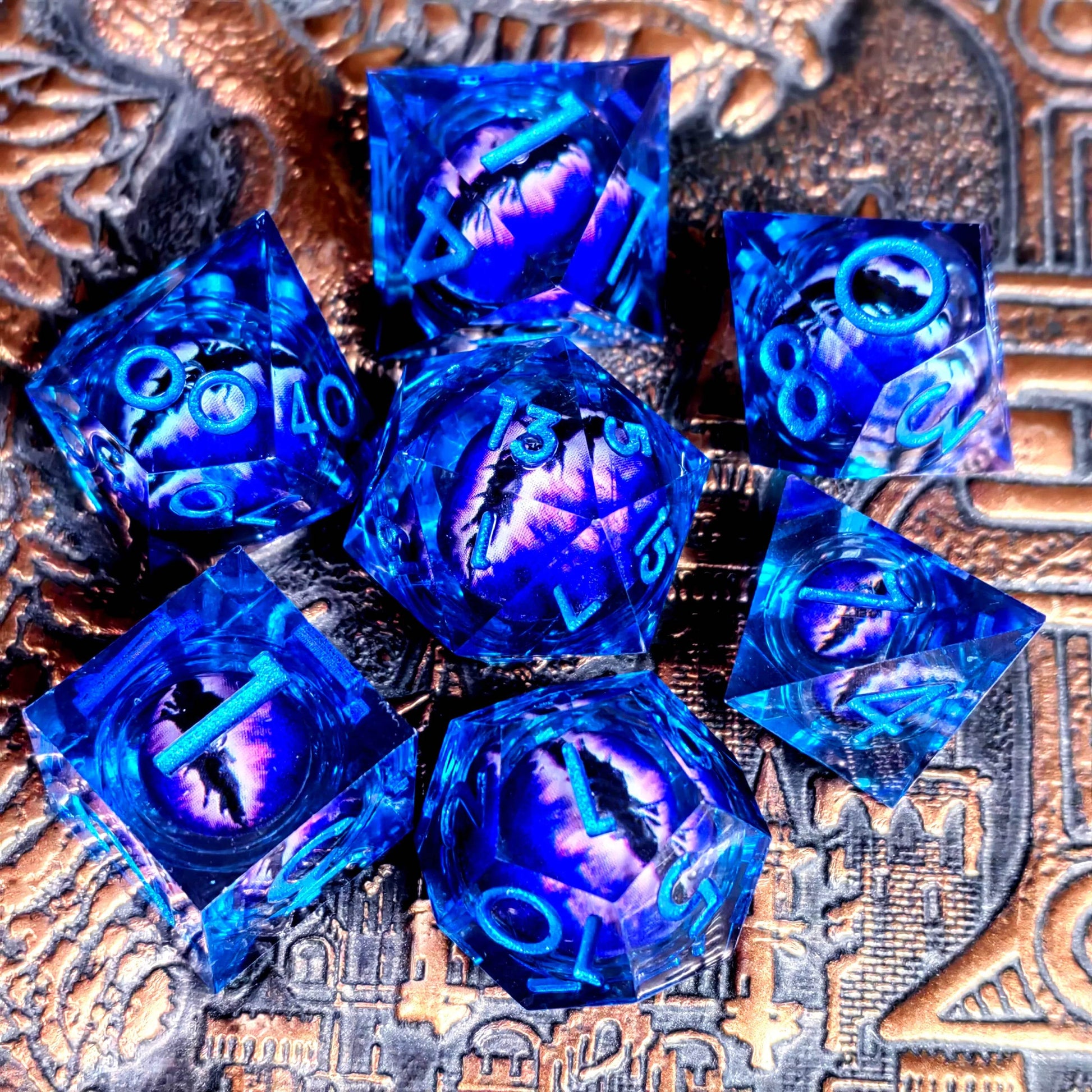 Handcrafted Resin Dice Set with Spinning Dragon Eye Core for Tabletop RPG and Board Games - ToylandEU
