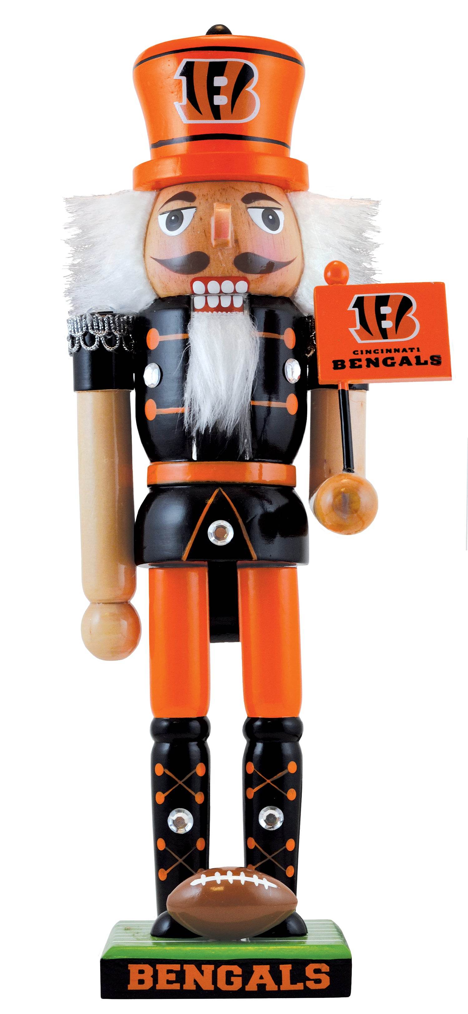 Handcrafted Solid Wood Cincinnati Bengals Nutcracker 12 Inch - ToylandEU