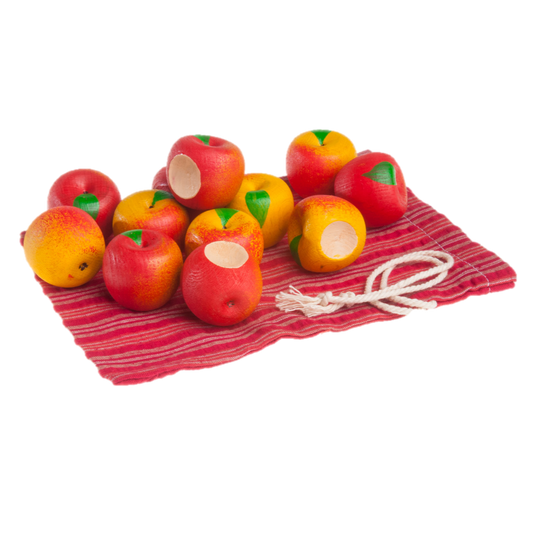 Handcrafted Wooden Apple Counters Montessori Math Toy Set - ToylandEU