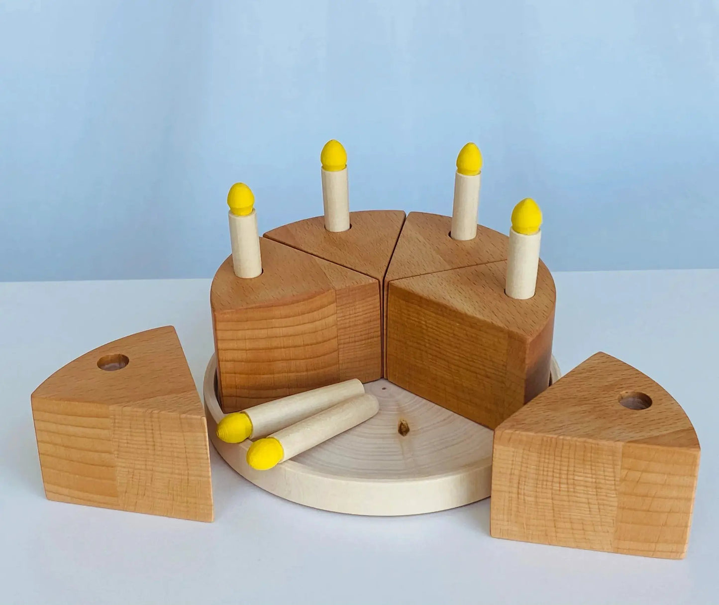 Handcrafted Wooden Birthday Cake With Removable Candles - ToylandEU