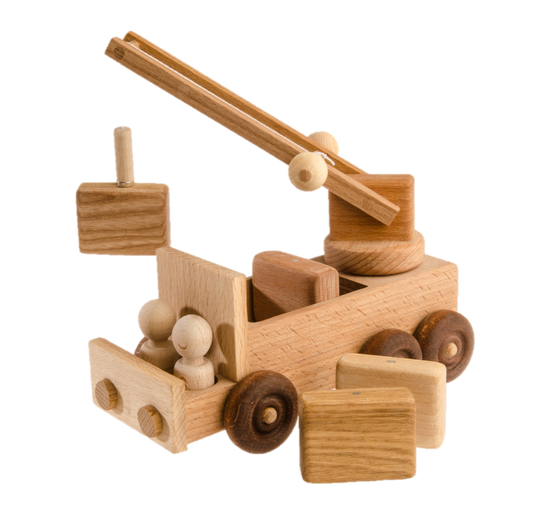 Handcrafted Wooden Crane Toy Truck For Imaginative Play - ToylandEU