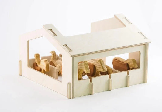Handcrafted Wooden Farm Animals Set With Barn For Imaginative Play - ToylandEU