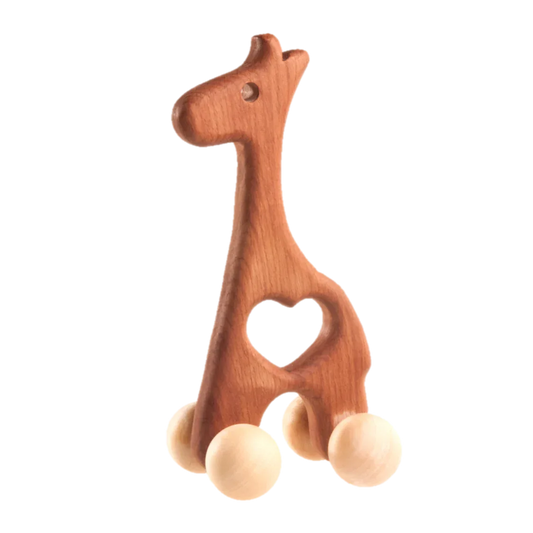 Handcrafted Wooden Giraffe Push Toy for Babies with Smooth Finish - ToylandEU