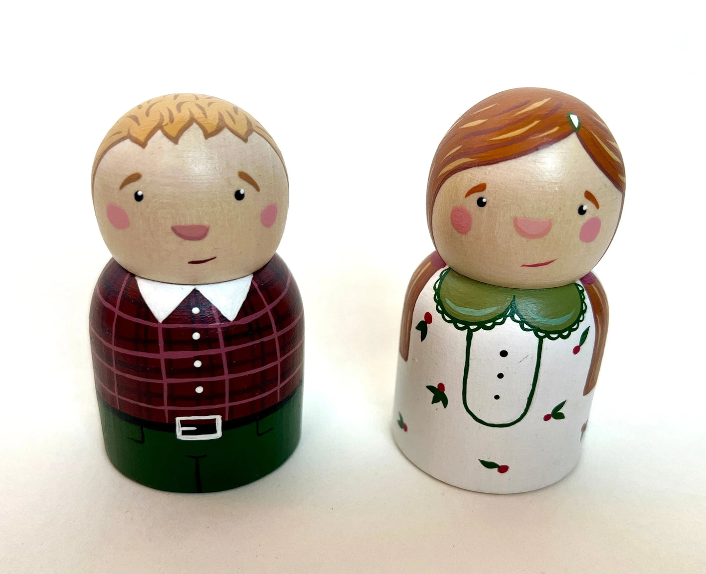 Handcrafted Wooden Peg Dolls Set With Boy And Girl Figures - ToylandEU