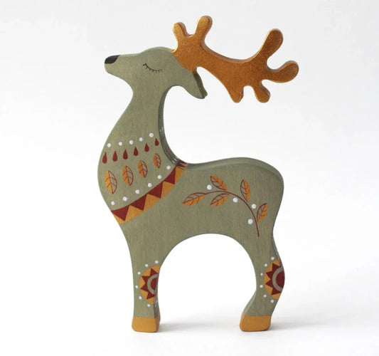 Handcrafted Wooden Reindeer Figurine Toy For Imaginative Play - ToylandEU
