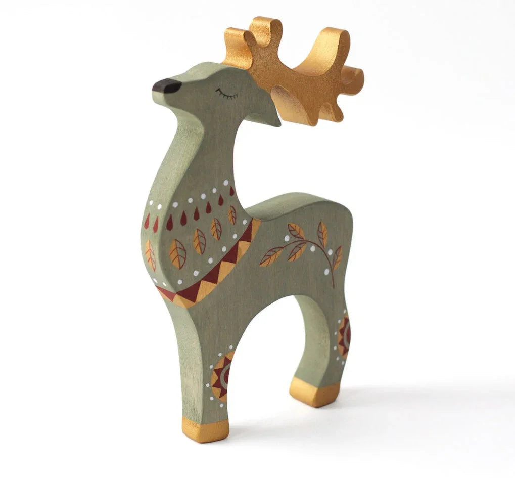 Handcrafted Wooden Reindeer Figurine Toy For Imaginative Play - ToylandEU