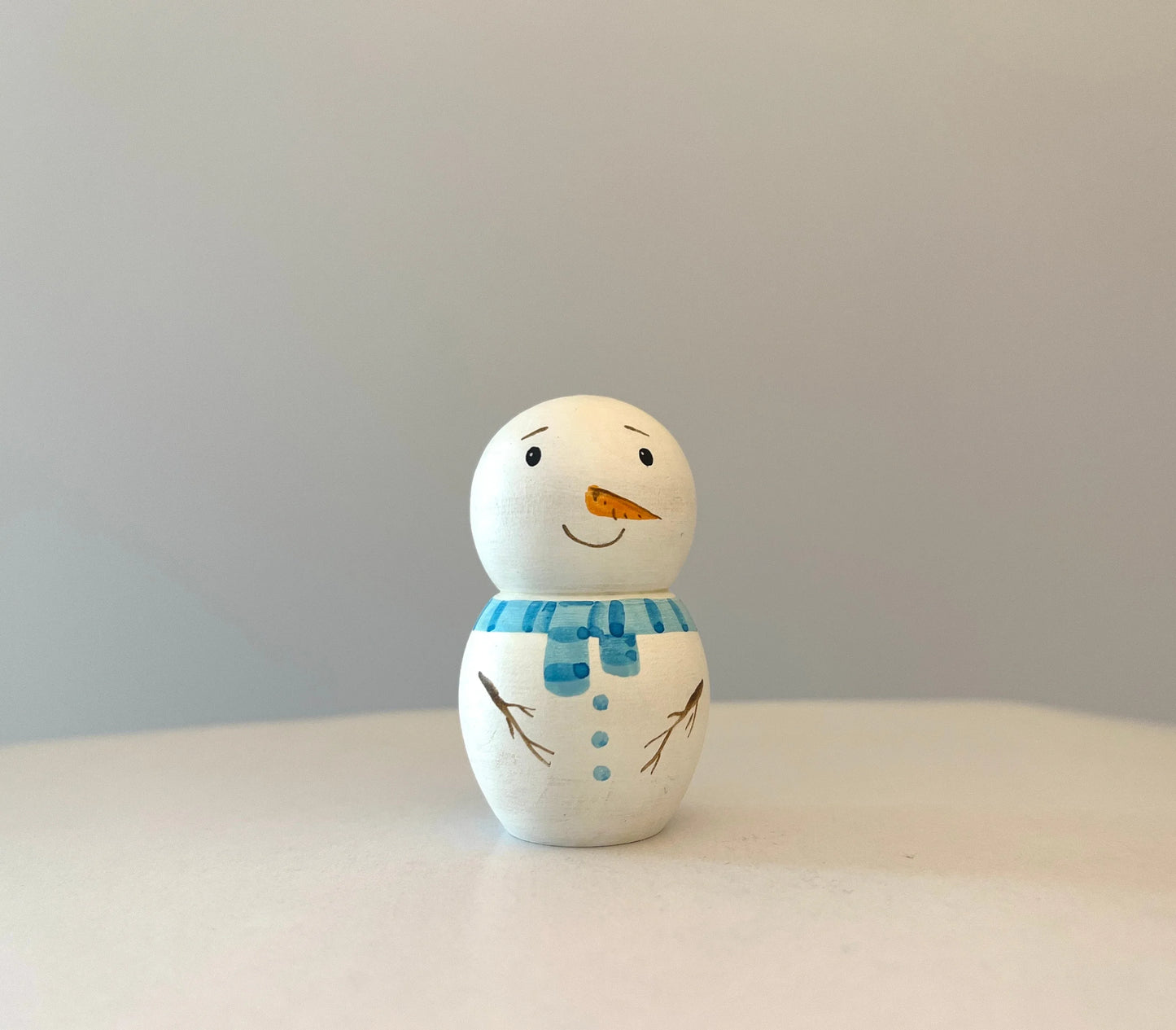 Handcrafted Wooden Snowman Peg Doll For Seasonal Decor - ToylandEU