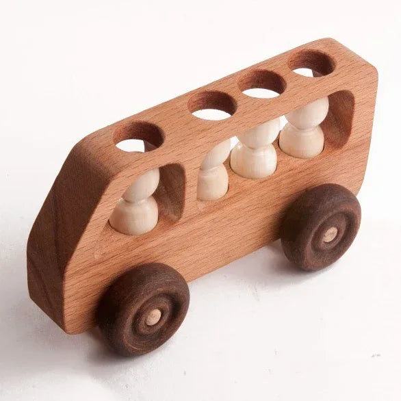 Handcrafted Wooden Toy Bus With Passengers For Imaginative Play - ToylandEU