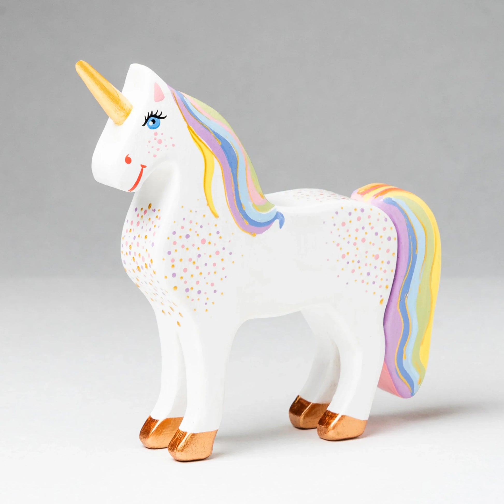 Handcrafted Wooden Unicorn Toy With Smooth Rainbow Finish - ToylandEU