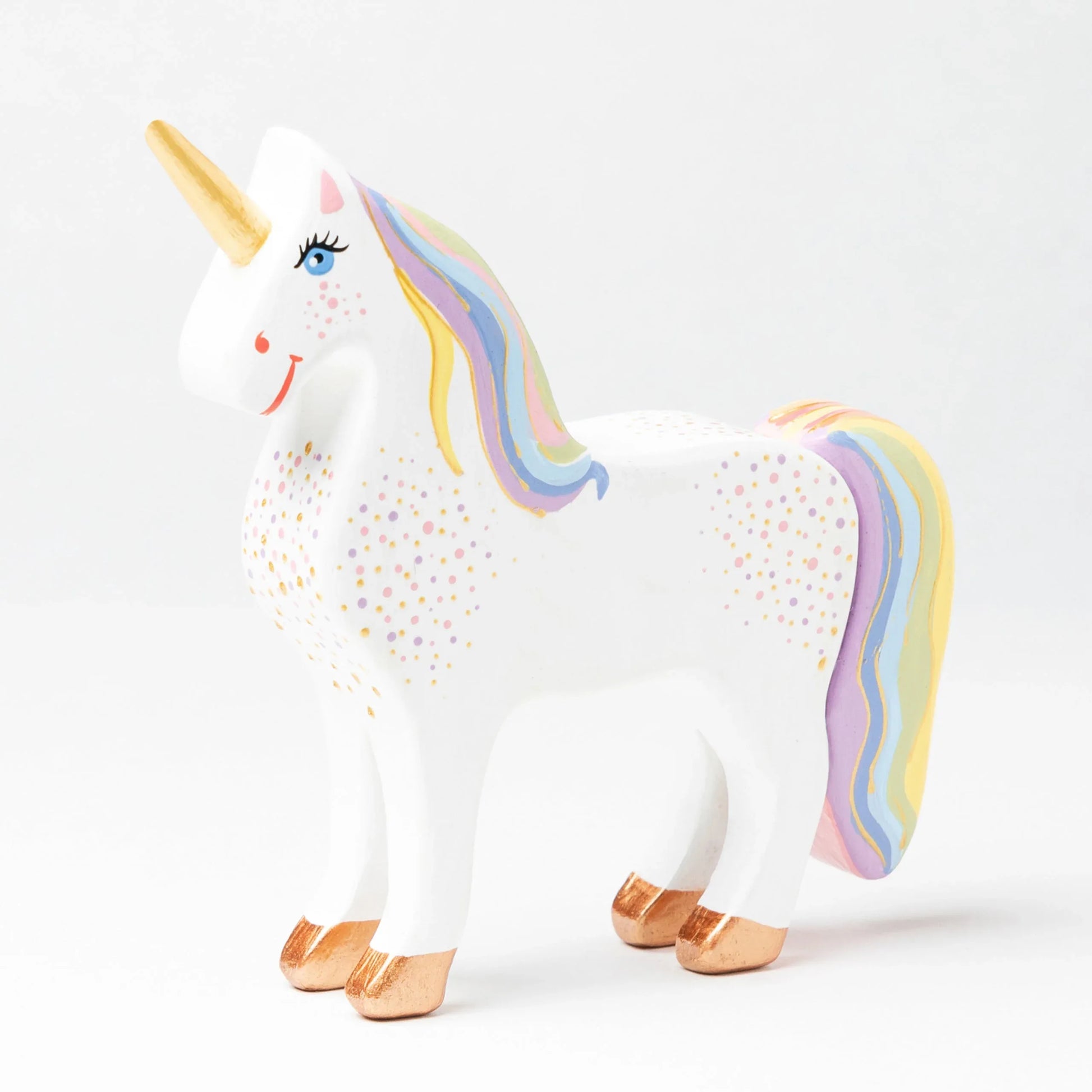 Handcrafted Wooden Unicorn Toy With Smooth Rainbow Finish - ToylandEU