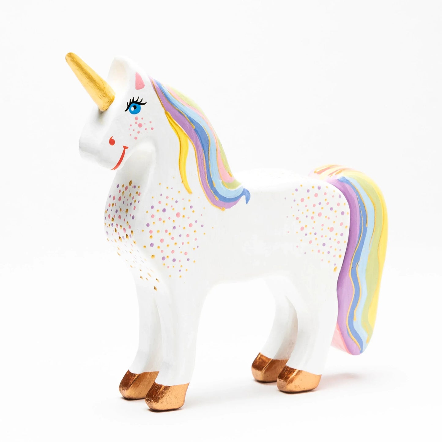 Handcrafted Wooden Unicorn Toy With Smooth Rainbow Finish - ToylandEU