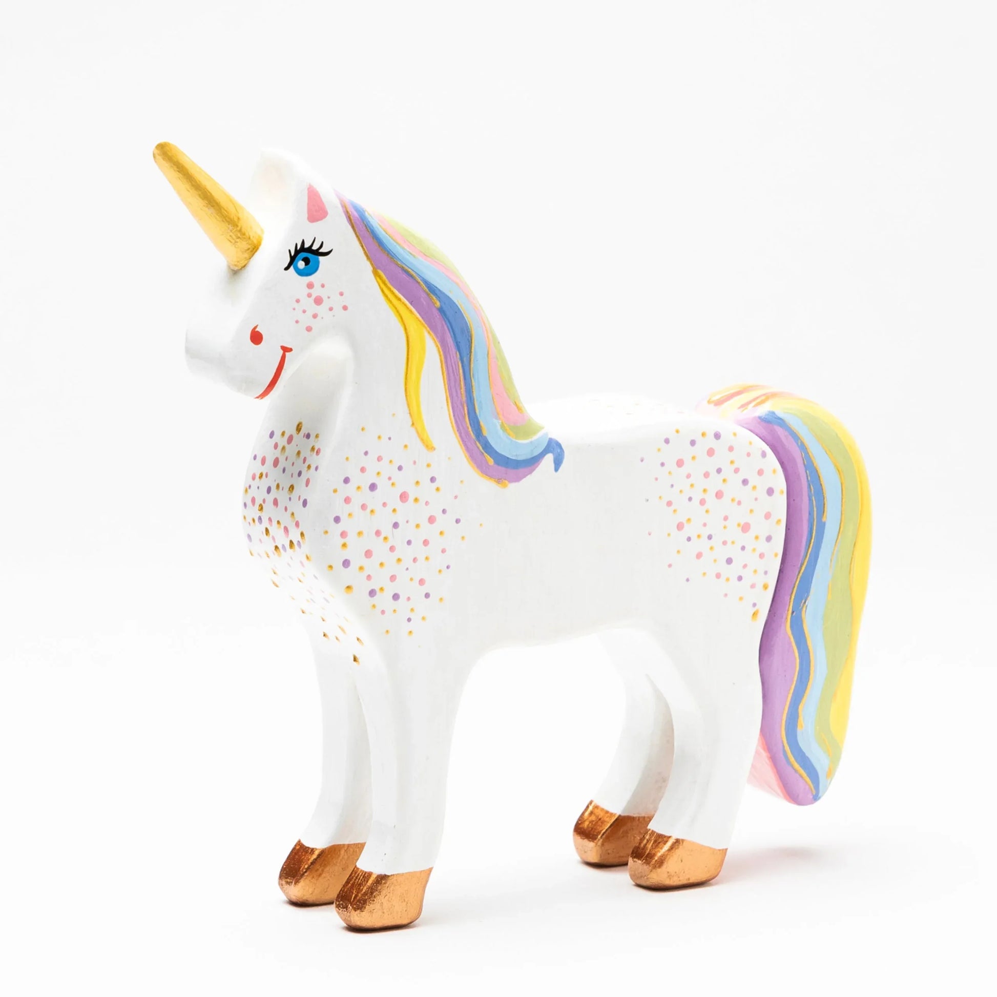 Handcrafted Wooden Unicorn Toy With Smooth Rainbow Finish - ToylandEU