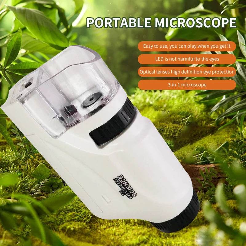 Handheld Microscope Kit Lab LED Light 60X 120X Home School Biology Science Educational Toys for Children Brinquedo STEM Gift - ToylandEU