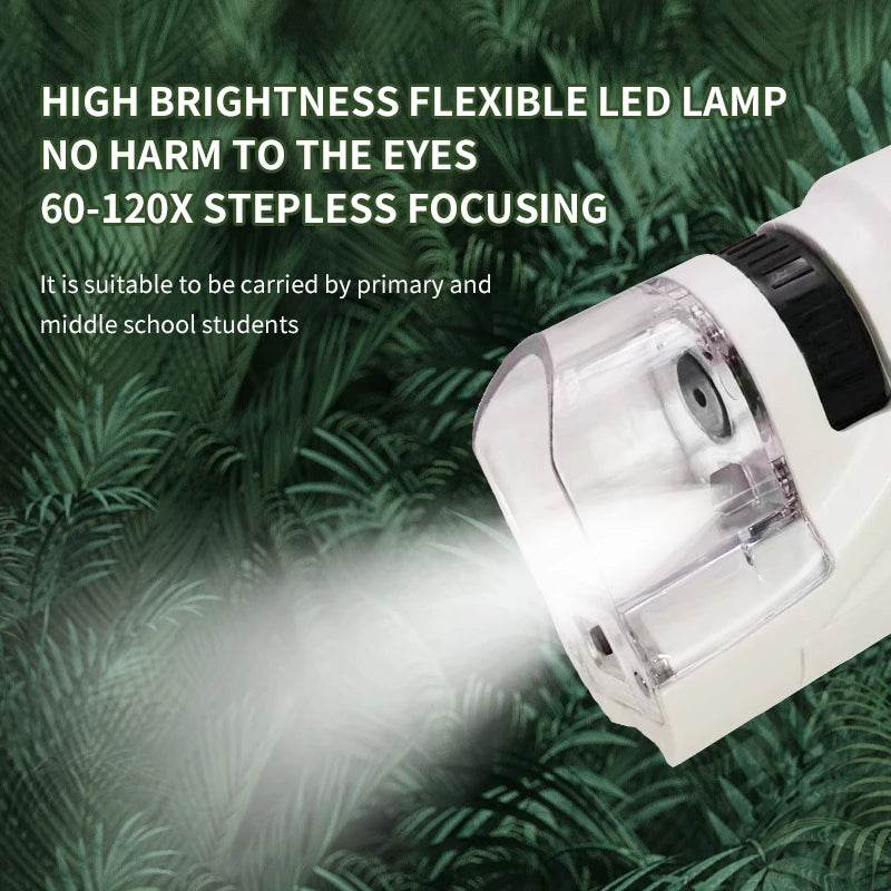 Handheld Microscope Kit Lab LED Light 60X 120X Home School Biology Science Educational Toys for Children Brinquedo STEM Gift - ToylandEU