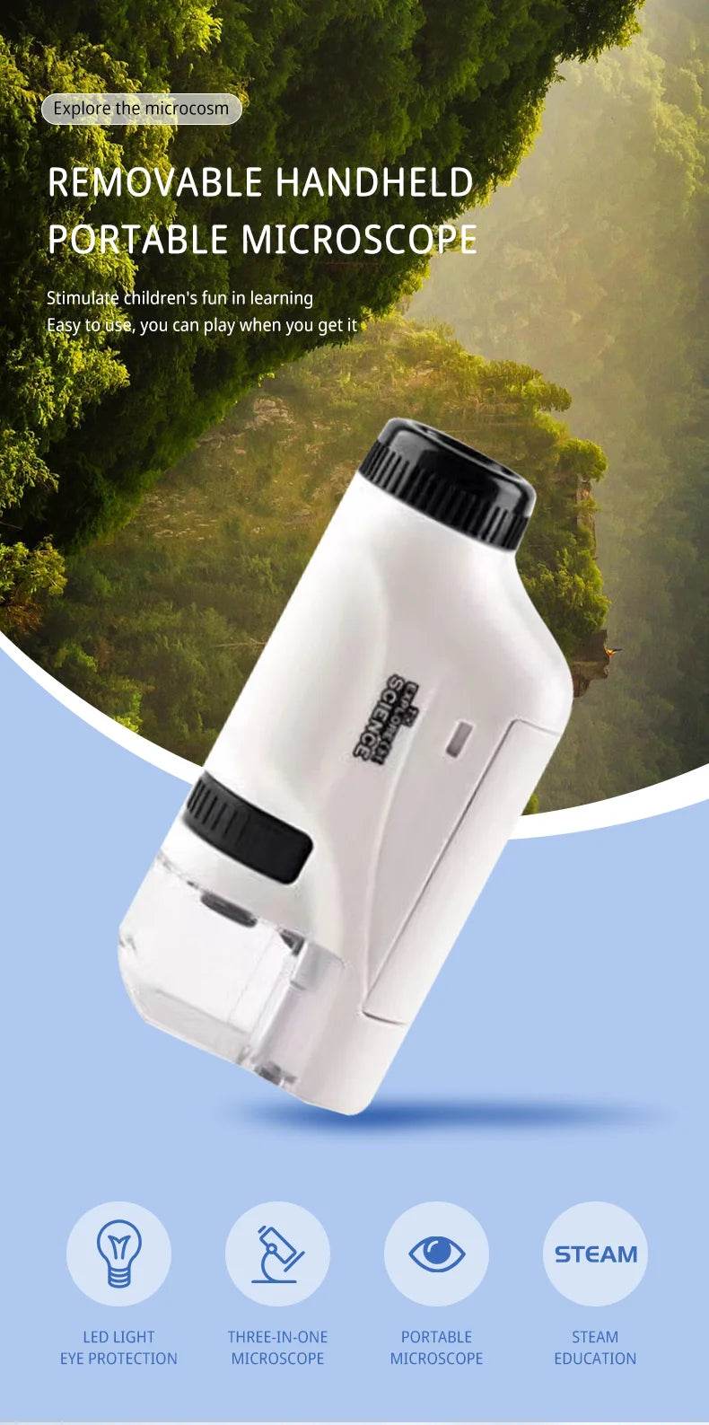 Handheld Microscope Kit Lab LED Light 60X 120X Home School Biology Science Educational Toys for Children Brinquedo STEM Gift - ToylandEU