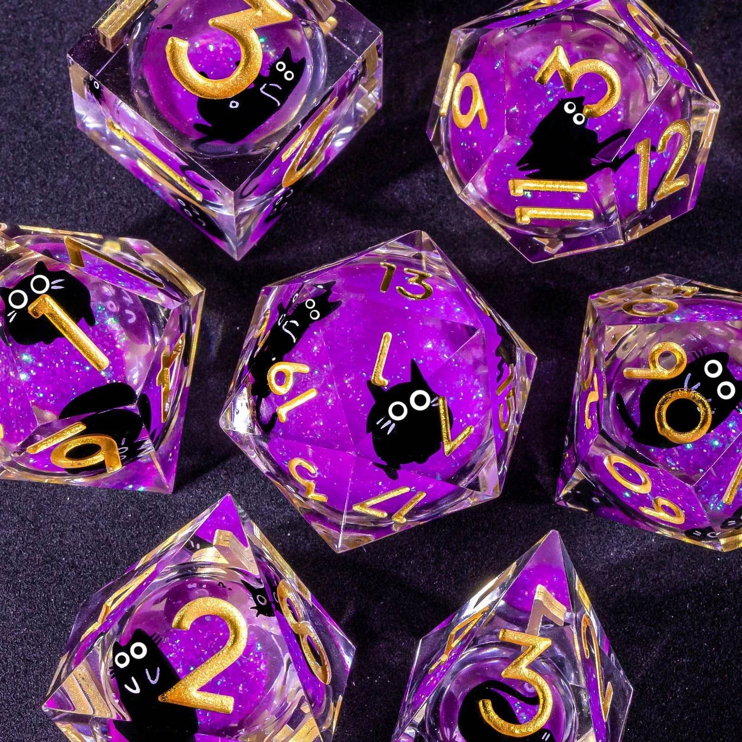 Handmade Artisan DND Dice Set 7-Piece Designer Resin Dice with Sharp Edges Perfect for Dungeon and Dragon RPG and MTG Games - ToylandEU